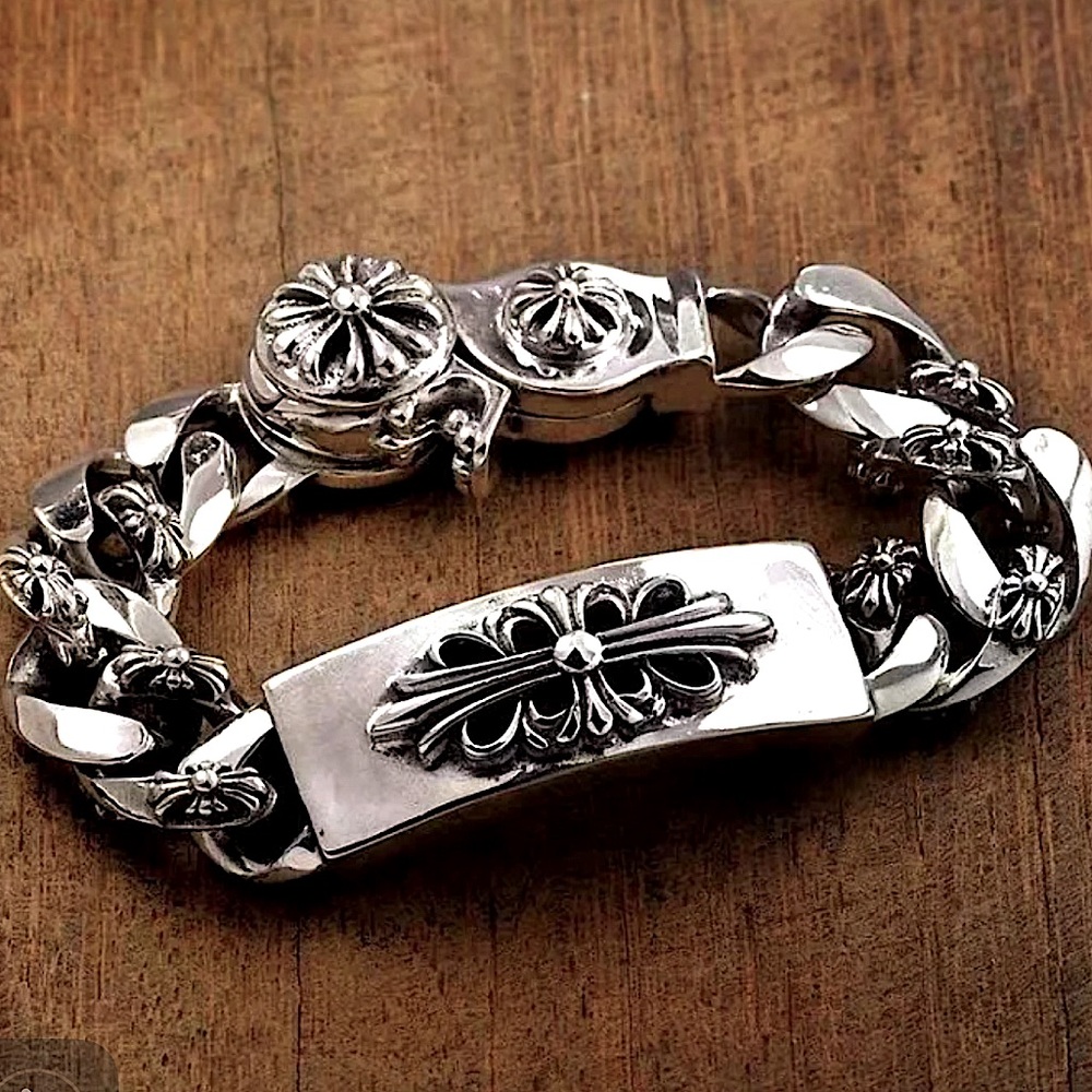 Stainless Steel Vintage Style Cross Unisex Bracelet Chain Link - Picture 4 of 5
